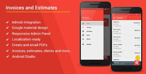 Android Invoices & Estimates Template + Admob + Admin Panel icon