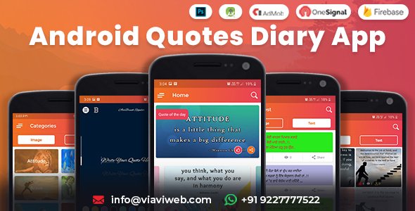 Android Quotes Diary (Image, Text Quotes, Quote Maker, Upload) Android Chat &amp; Messaging Mobile App template