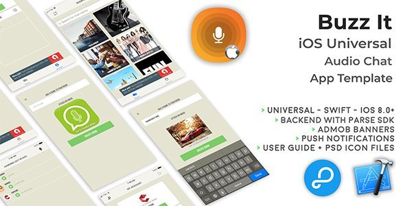 Buzz It | iOS Universal Public Audio Chat App (Swift) Android Chat &amp; Messaging Mobile App template
