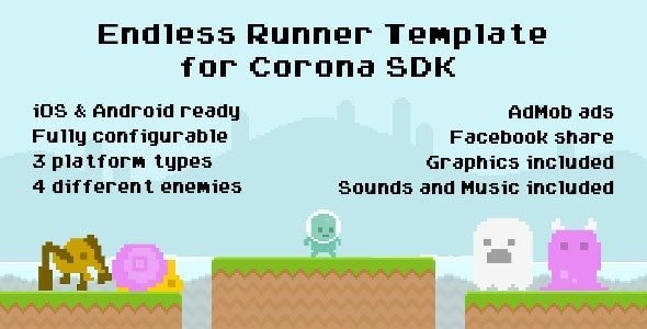 Corona SDK Endless Runner Template with AdMob Android Game Mobile App template