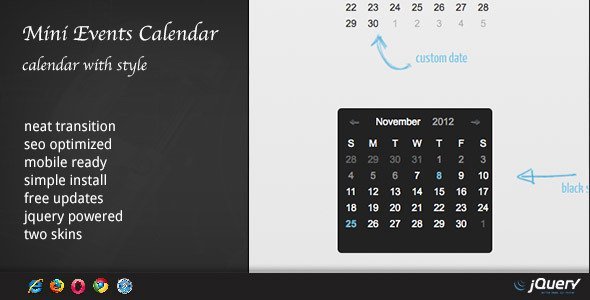 DZS jQuery Mini Events Calendar Android Events &amp; Charity Mobile App template