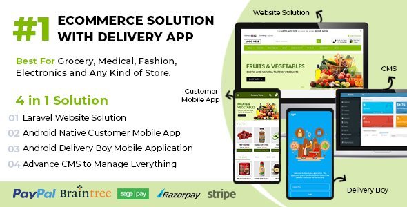 Ecommerce Solution with Delivery App For Grocery, Food, Pharmacy, Any