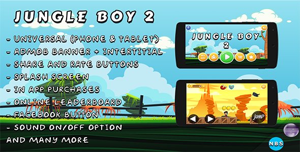 Jungle Boy 2 Android Game, Easy to reskin. Admob Ads, IAP, Multiple characters, And more icon