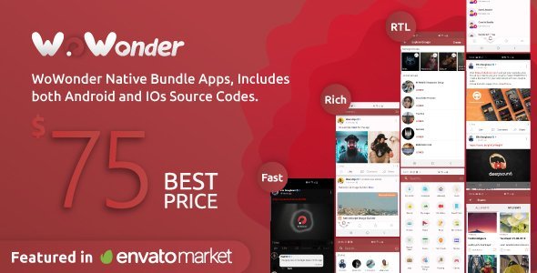 Mobile Native Social Timeline Applications - For WoWonder Social PHP Script Android Social &amp; Dating Mobile App template