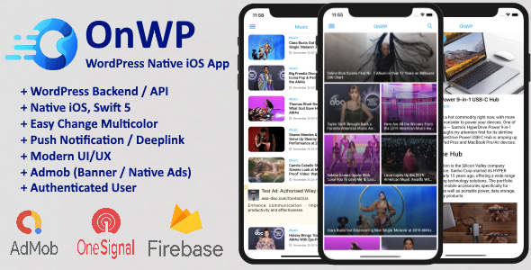 OnWP - WordPress Native iOS App Android Multipurpose Mobile App template