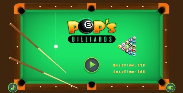 POP's Billiards - HTML5 Game + Mobile + AdMob (Construct 3 | Construct 2 | Capx) icon