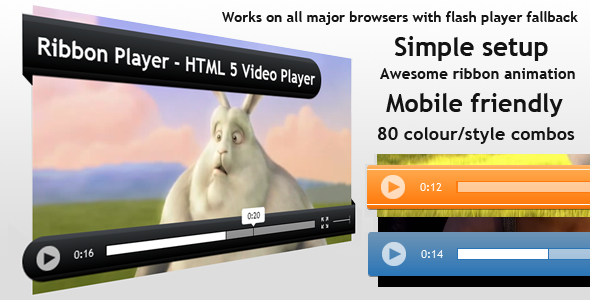 Ribbon Player - HTML5 Animated Video Player Android  Mobile App template