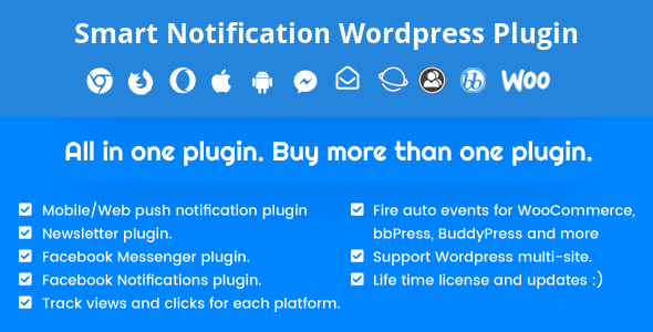 Smart Notification Wordpress Plugin. Web & Mobile Push, FB Messenger, FB Notifications & Newsletter. icon