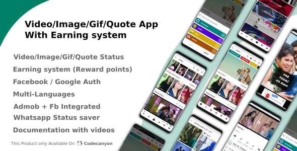 Video/Image/Gif/Quote App With Earning system (Reward points) icon