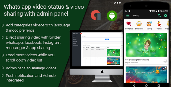 WhatsApp video status & video sharing with admin panel android application icon