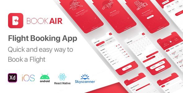 BookAir - Cross Platform Flights Booking App | React Native React native Travel Booking &amp; Rent Mobile App template