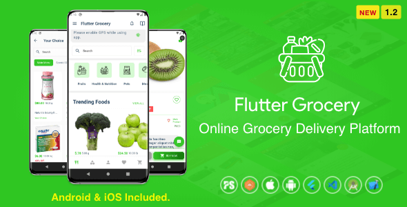 Flutter Multi Vendor Grocery (Convenience Store, Food, Vegetable, Fresh Fruit, eCommerce, Retail)1.2 Flutter Ecommerce Mobile App template