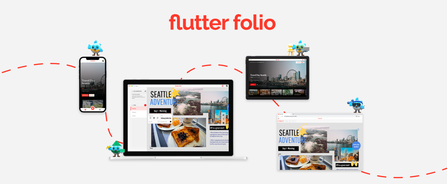 Flutter Folio - mobile(ios, android), desktop (windows, macos, linux), web