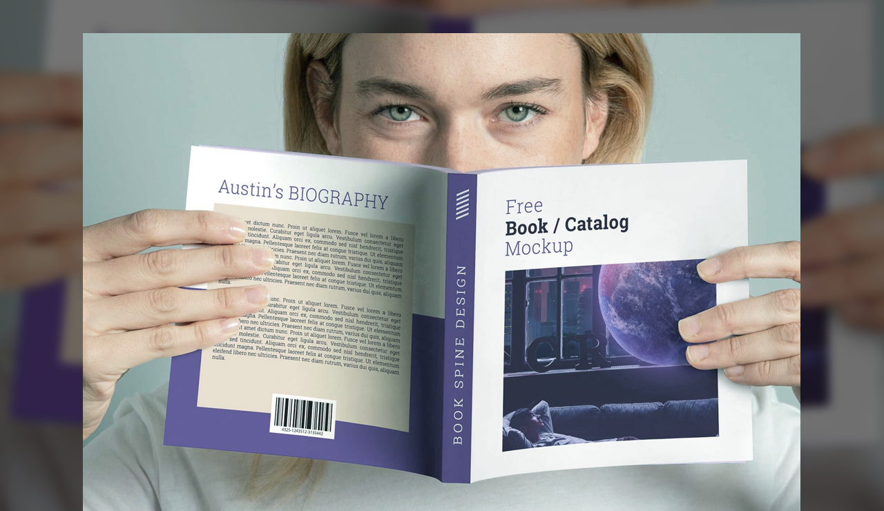 Free Hands Holding Square Book Mockup (PSD) icon