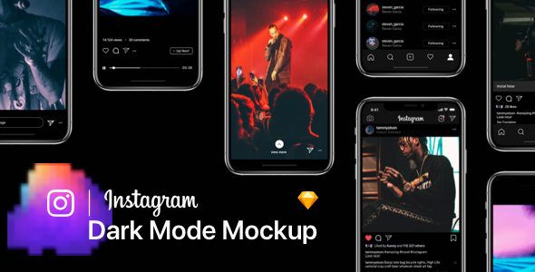 Instagram Mockup Dark Mode Preview