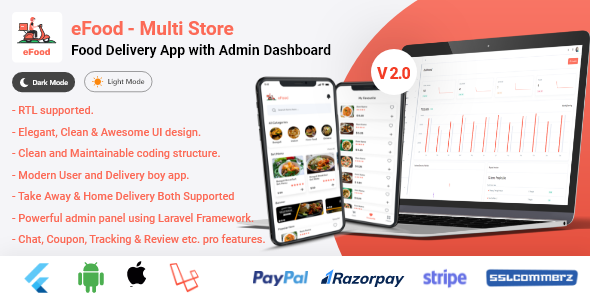 eFood - Food Delivery App with Laravel Admin Panel + Delivery Man App V2.0