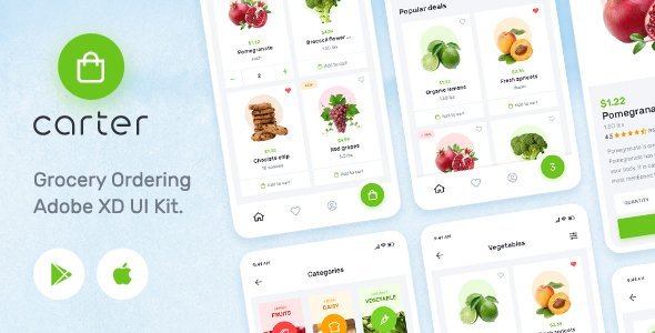 Carter – Grocery Application Adobe XD Mobile UI Kit