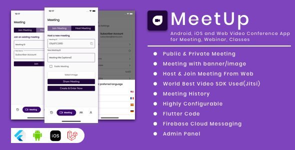 MeetUp - Android, iOS and Web Video Conference App for Meeting, Webinar, Classes icon