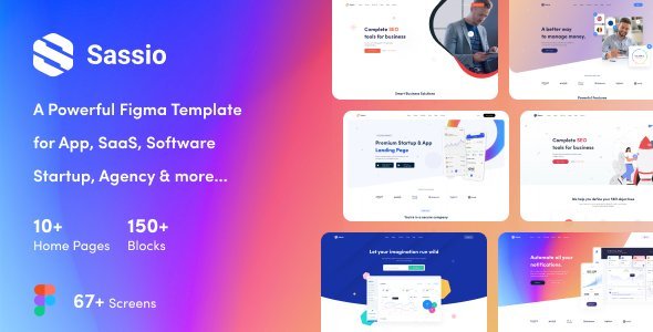 Sassio – App, SaaS, Software, Startup, Agency Figma Template