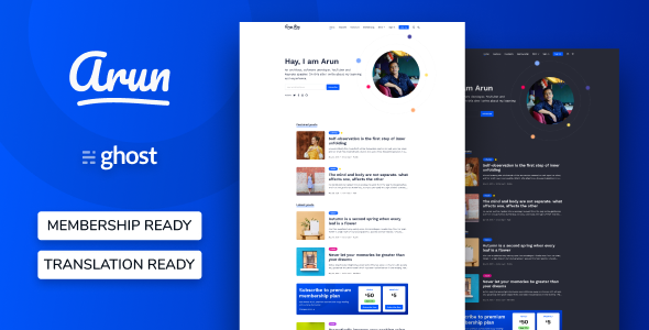 Arun - Personal Blog And Newsletter Ghost Theme