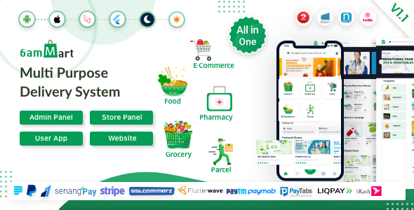 6amMart - Multivendor Food, Grocery, eCommerce, Parcel, Pharmacy delivery app