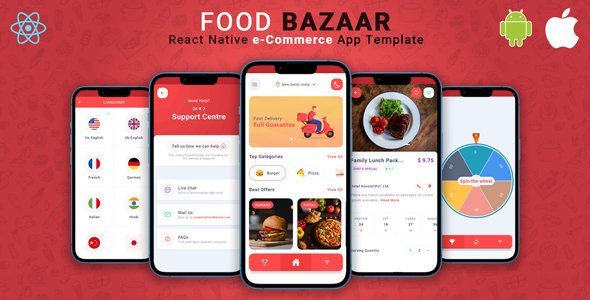FoodBazaar | React Native eCommerce App Template React native Ecommerce Mobile App template
