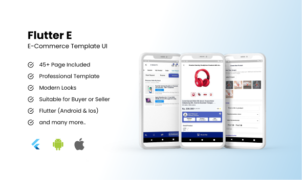 E-Commerce Flutter Template User Interface for Android or Ios (Flutter version 2.8.1), with Minimalistic, Modern, Clean and Professional Looks, 50+ pages included. icon