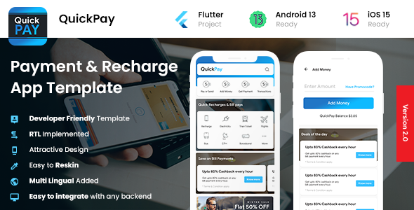 2 App Template| Online Bill Payment App| Recharge App| Booking App| Wallet App| QuickPay icon