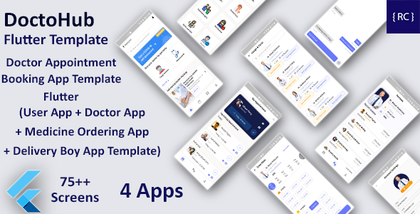 Doctor Appointment Booking Android App Template + iOS App Template | Flutter 3 | 4 Apps | DoctoHub icon
