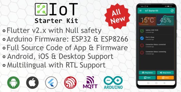 Codemarket Flutter ESP8266 ESP32 IoT Starter Kit
