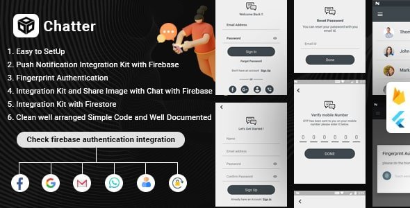 Flutter Firebase Chat , Authentication & Social Media Integration - Chatter icon
