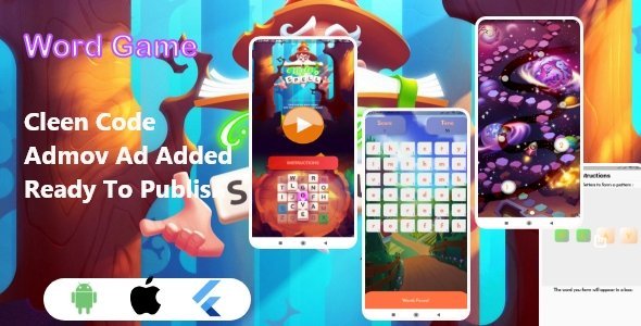 Flutter Word Game With Admob Ad | Android icon