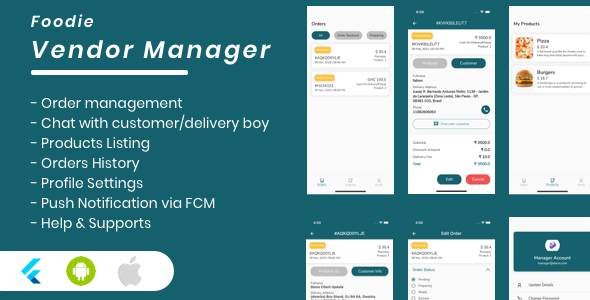 Foodie Vendor Manager for Groceries, Foods, Pharmacies, Stores Flutter App icon