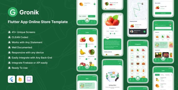 Gronik - Grocery Shop Flutter App Online Store Template icon