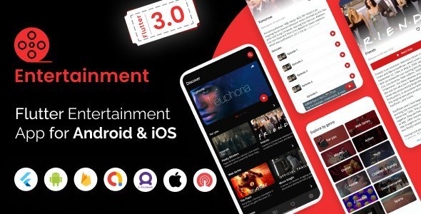 Mighty Entertainment - Flutter Video Streaming App for Android and iOS with Php Backend Flutter Music &amp; Video streaming Mobile App template