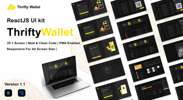 Thriftywallet - ReactJS UI kit for Crypto Wallet ( Cryptocurrency), reward points, and FIAT currency Flutter Crypto &amp; Blockchain Mobile App template
