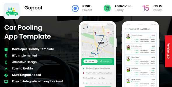 2 App Template| Carpooling App| Bike Pooling App| Ride Sharing App|Car sharing App| Gopool icon