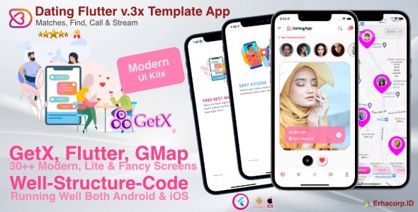Dating App, Flutter v.3x Template UI Kits App with GetX icon