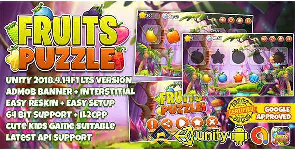 FRUITS PUZZLE FOR KIDS UNITY3D + ADMOB + EASY RESKIN + 64 BIT SUPPORT icon