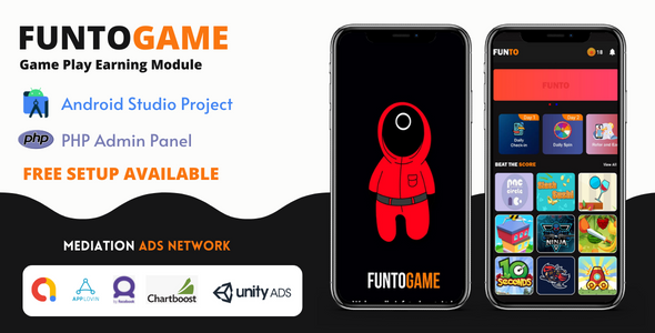 FuntoGame Ads Earning Module V1.1 | Admob Mediation with Facebook + Applovin + Unityads + Chartboost icon