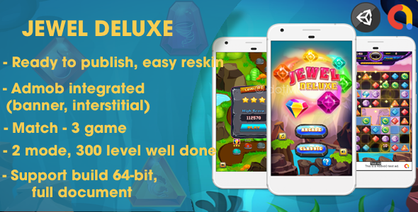 Jewel Deluxe - Unity Complete Project (Android + iOS + AdMob)