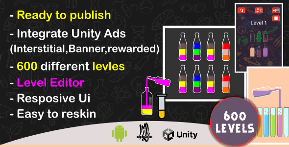 Liquid sort ,water sort puzzle, (complete unity Game +unity ads) icon