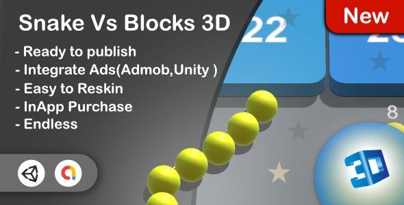 Snake Vs Block 3D Unity  Mobile App template