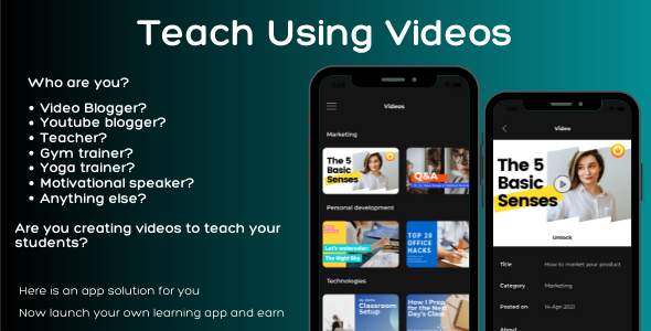 Teach via video android app with admin panel | Solution