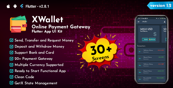 XWallet - Online Payment Gateway Flutter App UI Kit icon