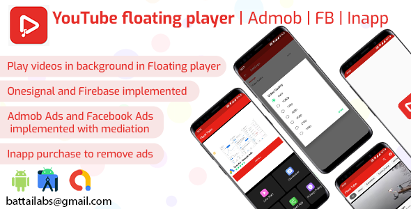 YouTube floating player | Admob | FB | Inapp icon