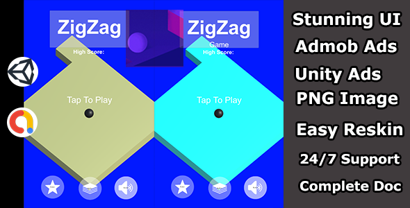 Zigzag ball jumping game unity source code icon