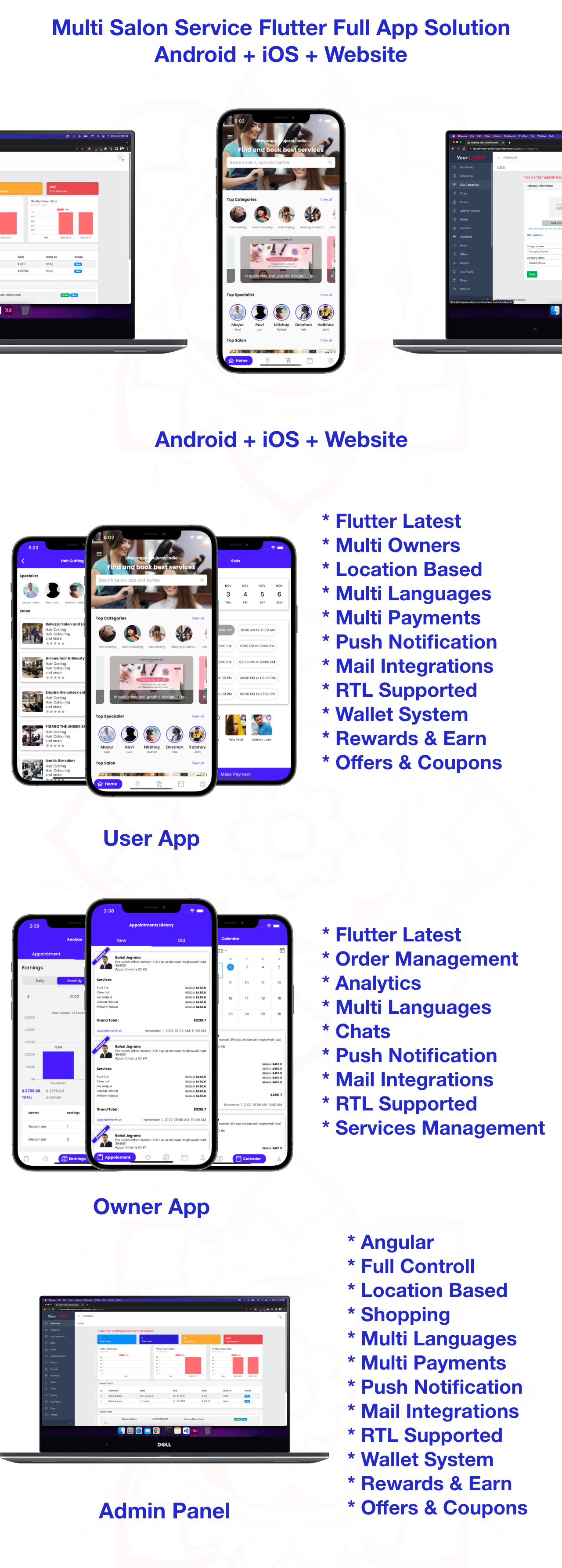 Multi Salon, Individual Appointments Booking System Full App Solution Flutter / Laravel / Angular - 2