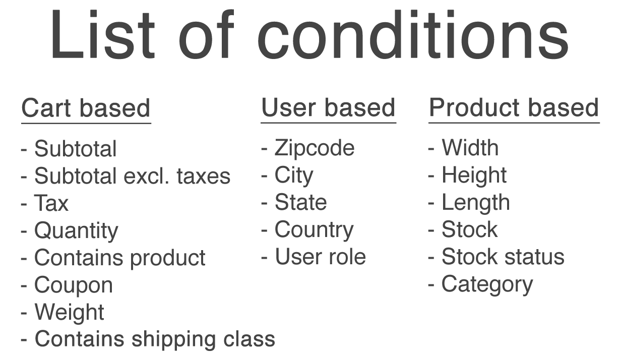WooCommerce Advanced Shipping conditions