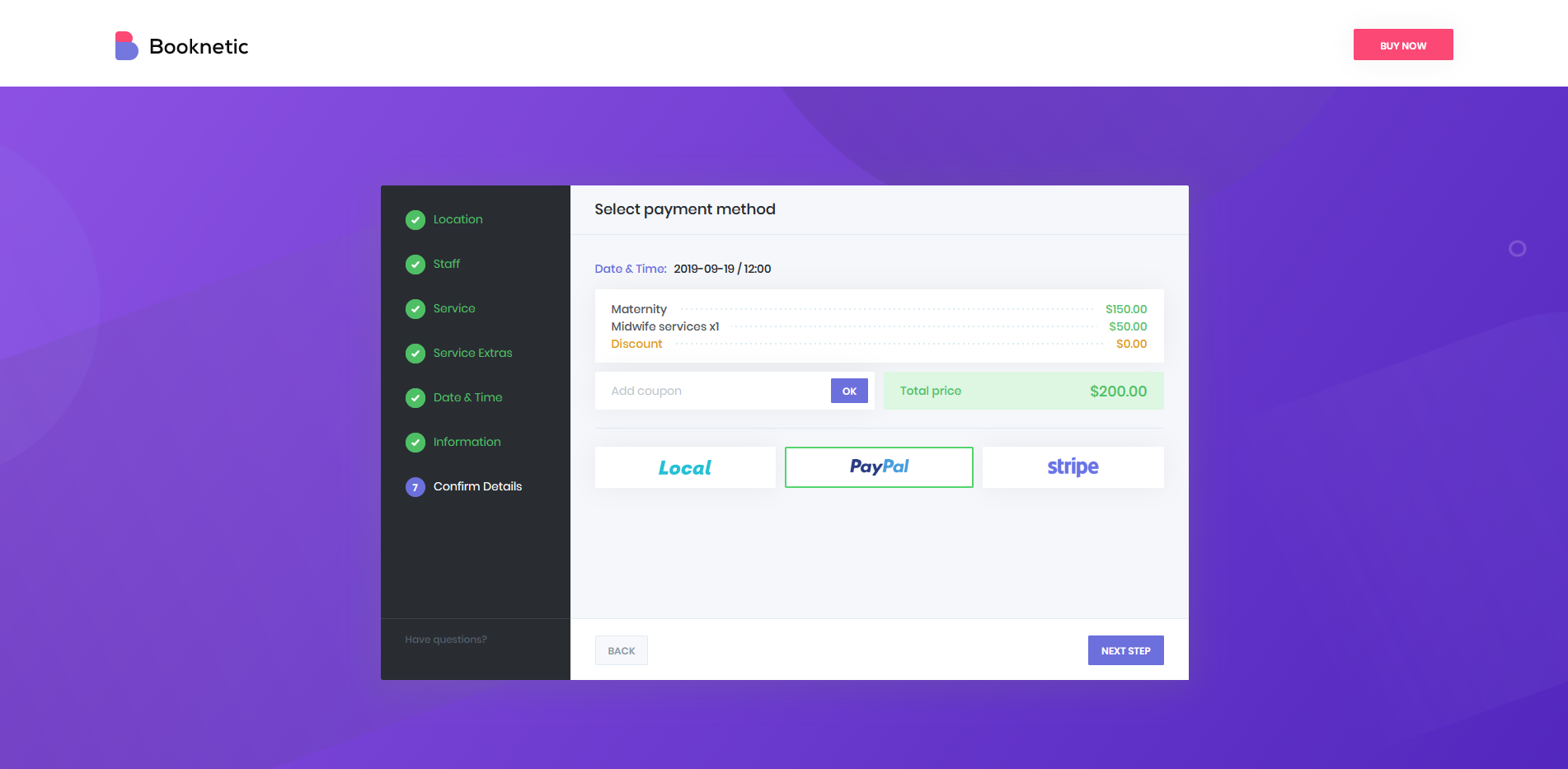 Booknetic - PayPal, Stripe, Local payment methods
